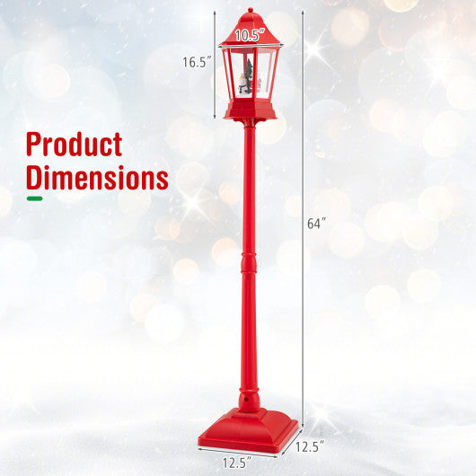 5.3 Feet Musical Christmas Street Lamp with Blowing Snow and LED Lights-Red