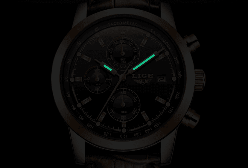 Men's Waterproof Watch With Chronometers Date Display And Fluorescent Pointers Excellent Look Perfect Gift
