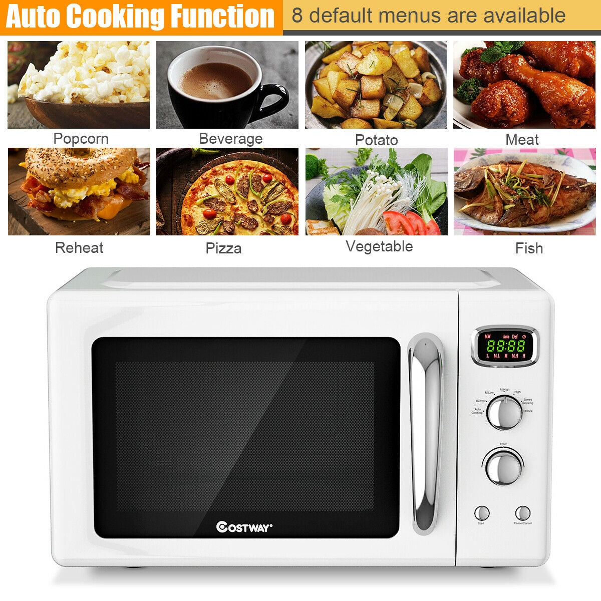 0.9 Cu.ft Retro Countertop Compact Microwave Oven-Green