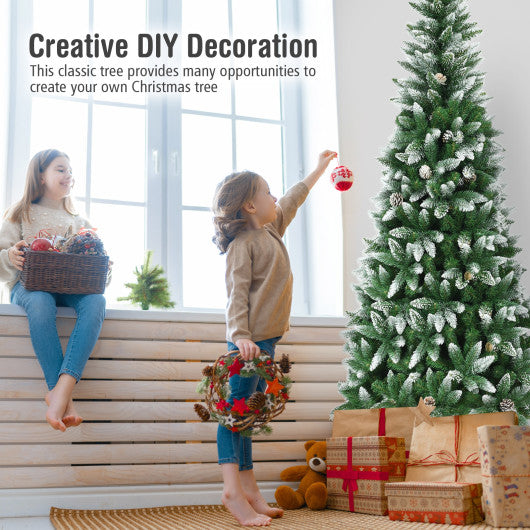 5/6/7.5 Feet Artificial Pencil Christmas Tree with Pine Cones-7 Feet