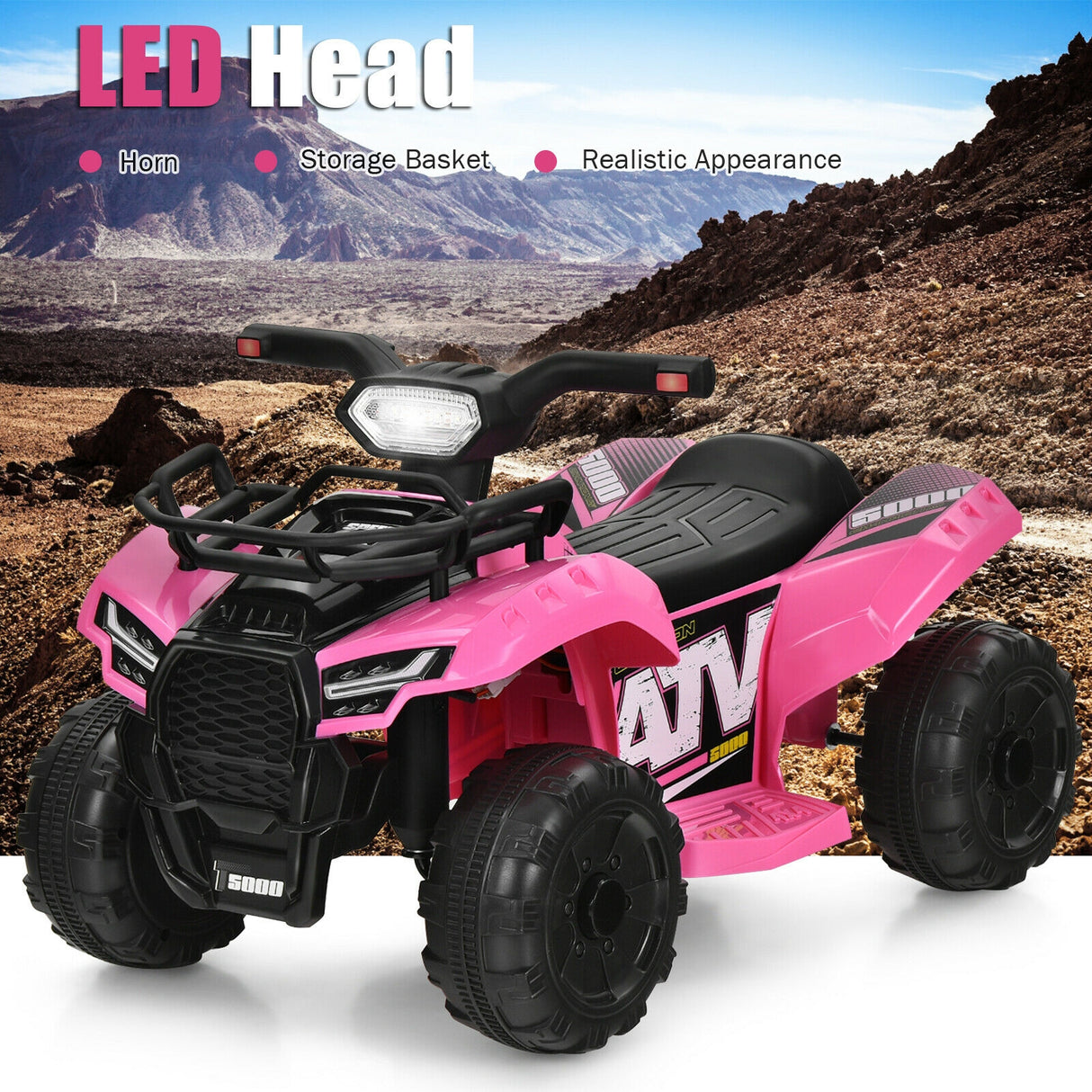 6V Kids ATV Quad Electric Ride On Car with LED Light and MP3-Green