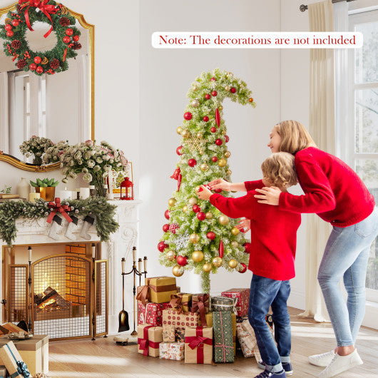 5/6/7 FT Whimsical Christmas Tree with Bendable Top and 216/290/366 Branch-6 FT