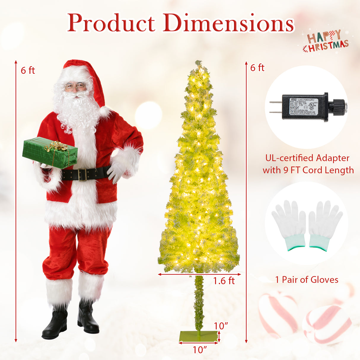 5/6/7 FT Whimsical Christmas Tree with Bendable Top and 216/290/366 Branch-6 FT