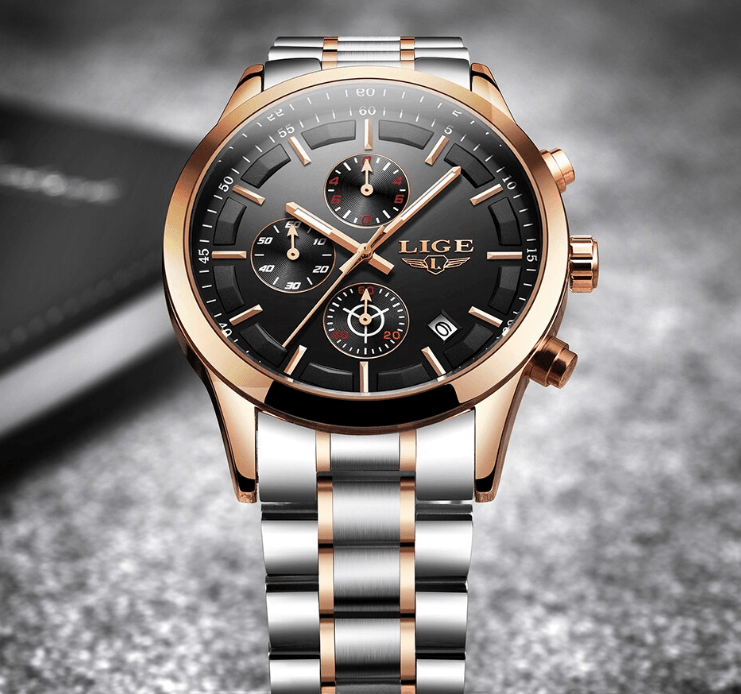 Men's Waterproof Watch With Chronometers And Date Display Unique Design Perfect Gift