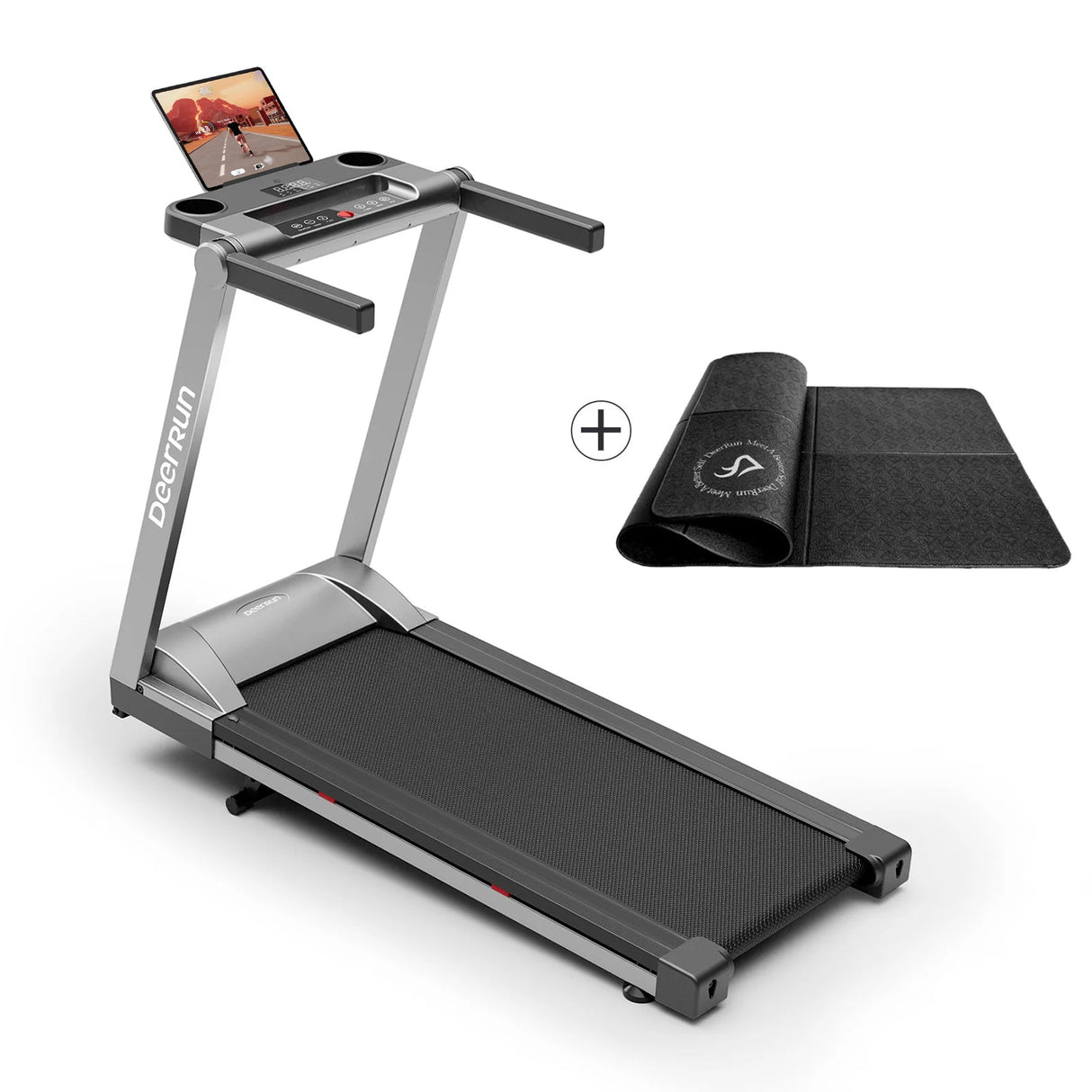 DeerRun A1 Pro Move+ 6% Incline Foldable Treadmill——2025 Upgraded Chip & NFC Support | 350Lbs, 10mph Silver