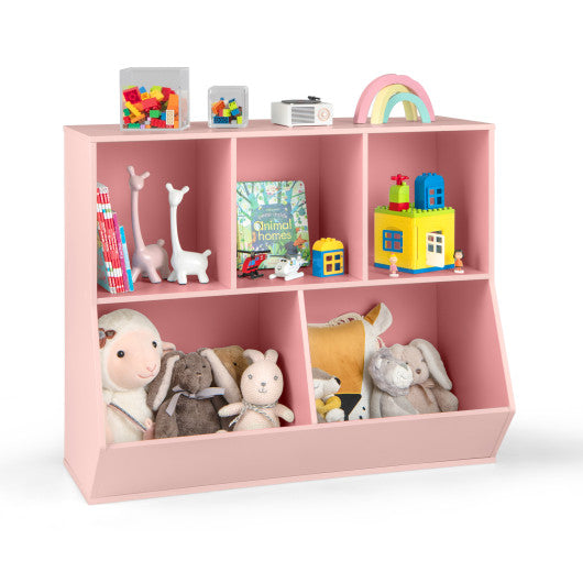 5-Cube Wooden Kids Toy Storage Organizer with Anti-Tipping Kits-Pink