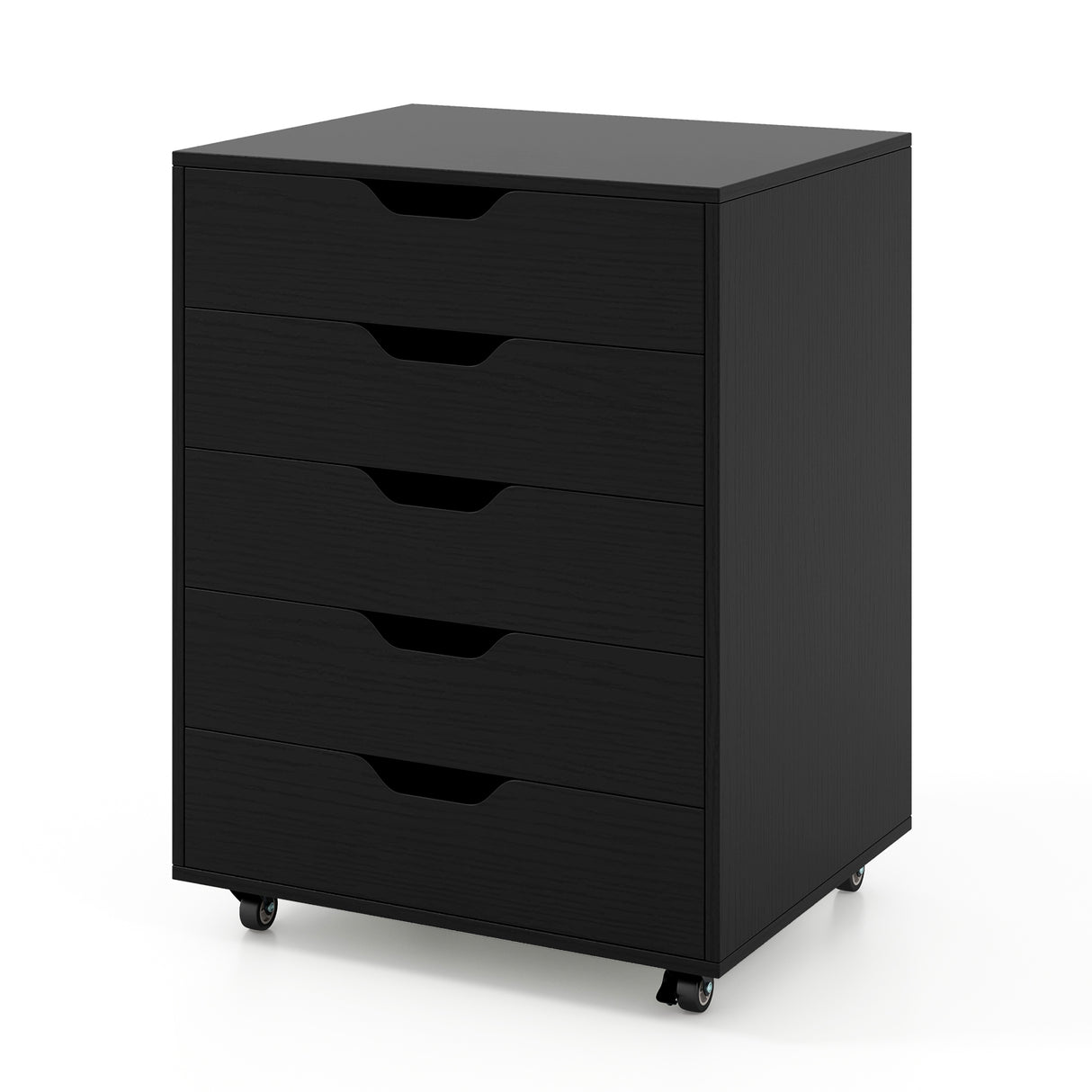 5 Drawer Mobile File Cabinet with Wheels for Living Room-White