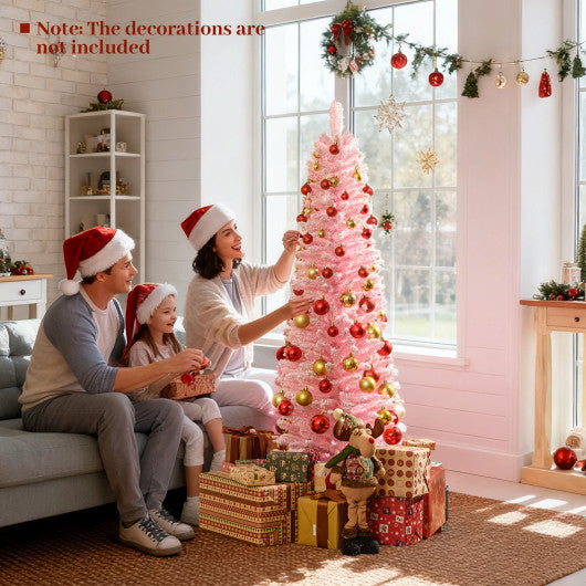 5 Feet Artificial Christmas Tree with 328 Branch Tips and Folding Metal Stand for Home