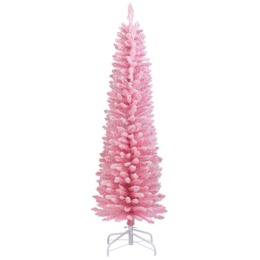 5 Feet Artificial Christmas Tree with 328 Branch Tips and Folding Metal Stand for Home