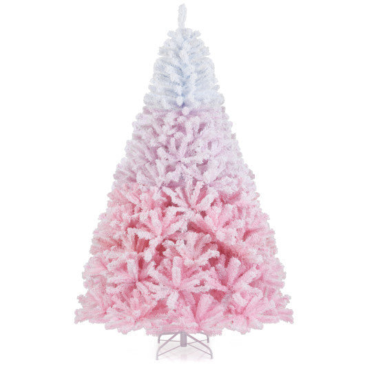 5/6/7/8 FT Artificial Christmas Tree with Warm White LED Lights and 8 Modes for Holiday-7 Feet