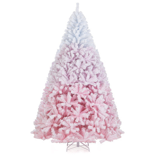 5/6/7/8 FT Artificial Christmas Tree with Warm White LED Lights and 8 Modes for Holiday-8 Feet
