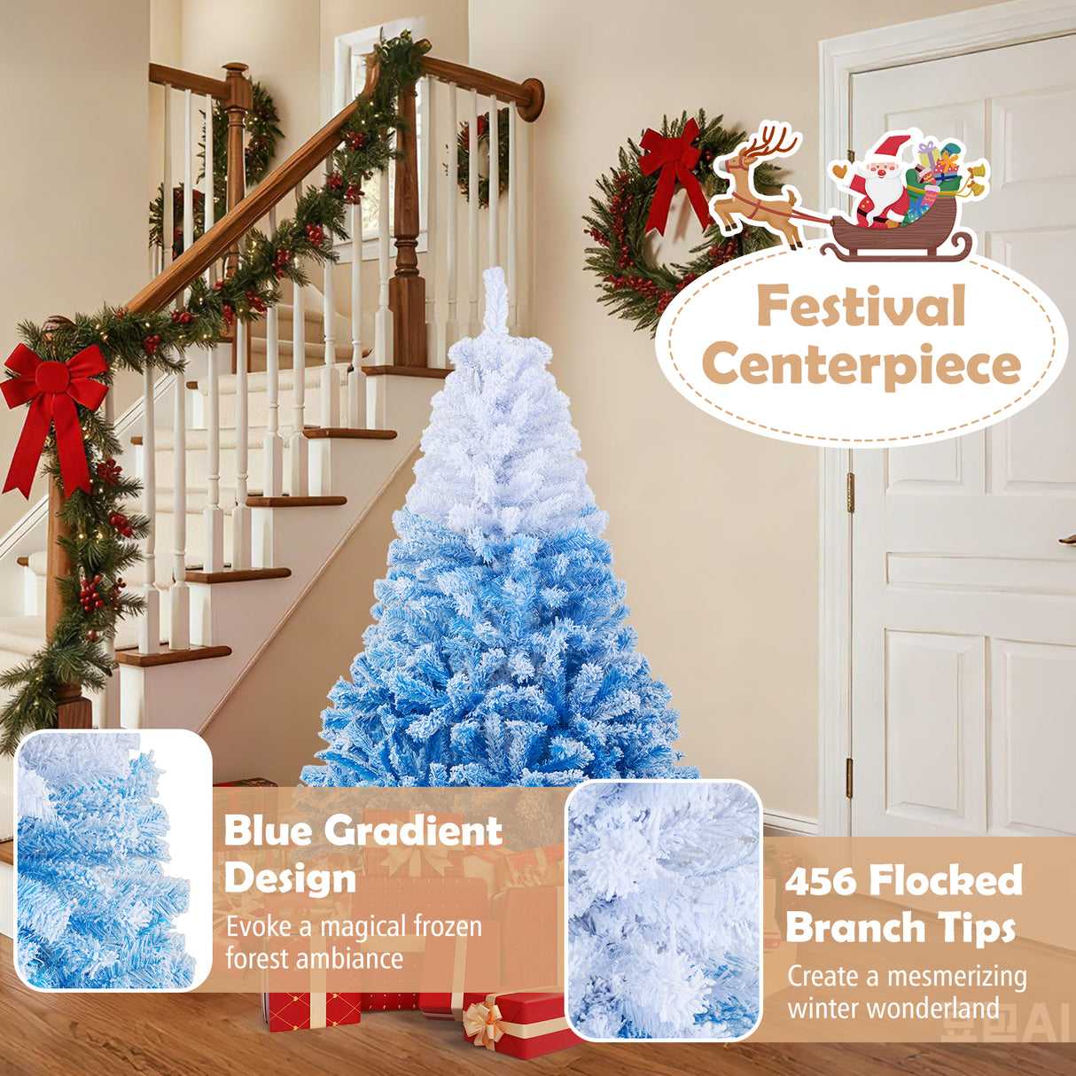 5 FT Artificial Christmas Tree with Warm White LED Lights and 8 Modes