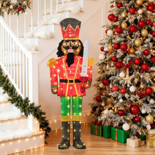 5 FT Lighted Christmas Nutcracker with Glitter Sword