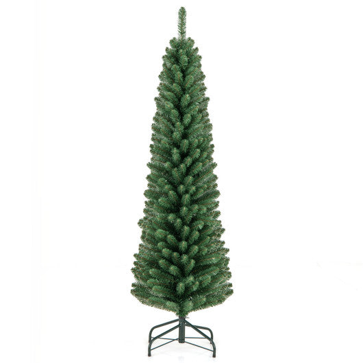 5/6/7/8 Feet Pencil Christmas Tree with 295/392/523/671 Memory Wire Branch Tips and Upgraded Metal Stand-5 feet