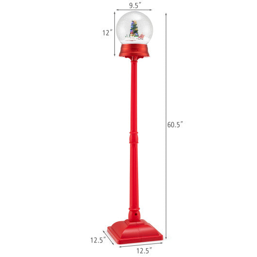 5 Ft Musical Christmas Street Lamp with 8 Tunes and Blowing Snow-Red