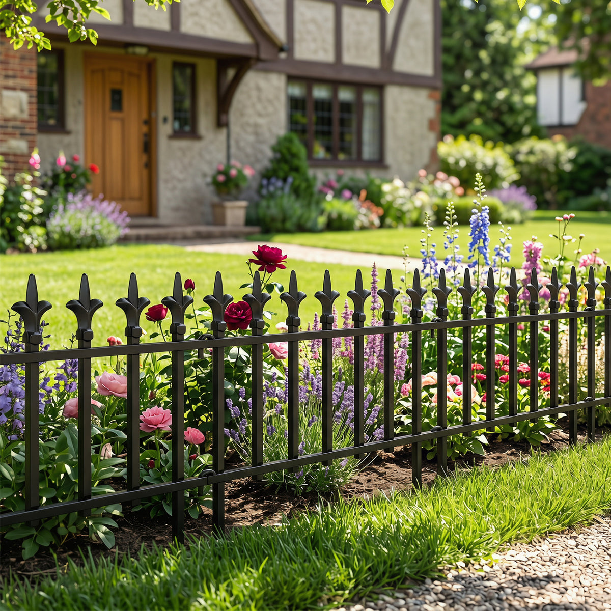 5-Pack/10-Pack Decorative Metal Garden Fence No Dig Landscape Fencing for Lawn-S