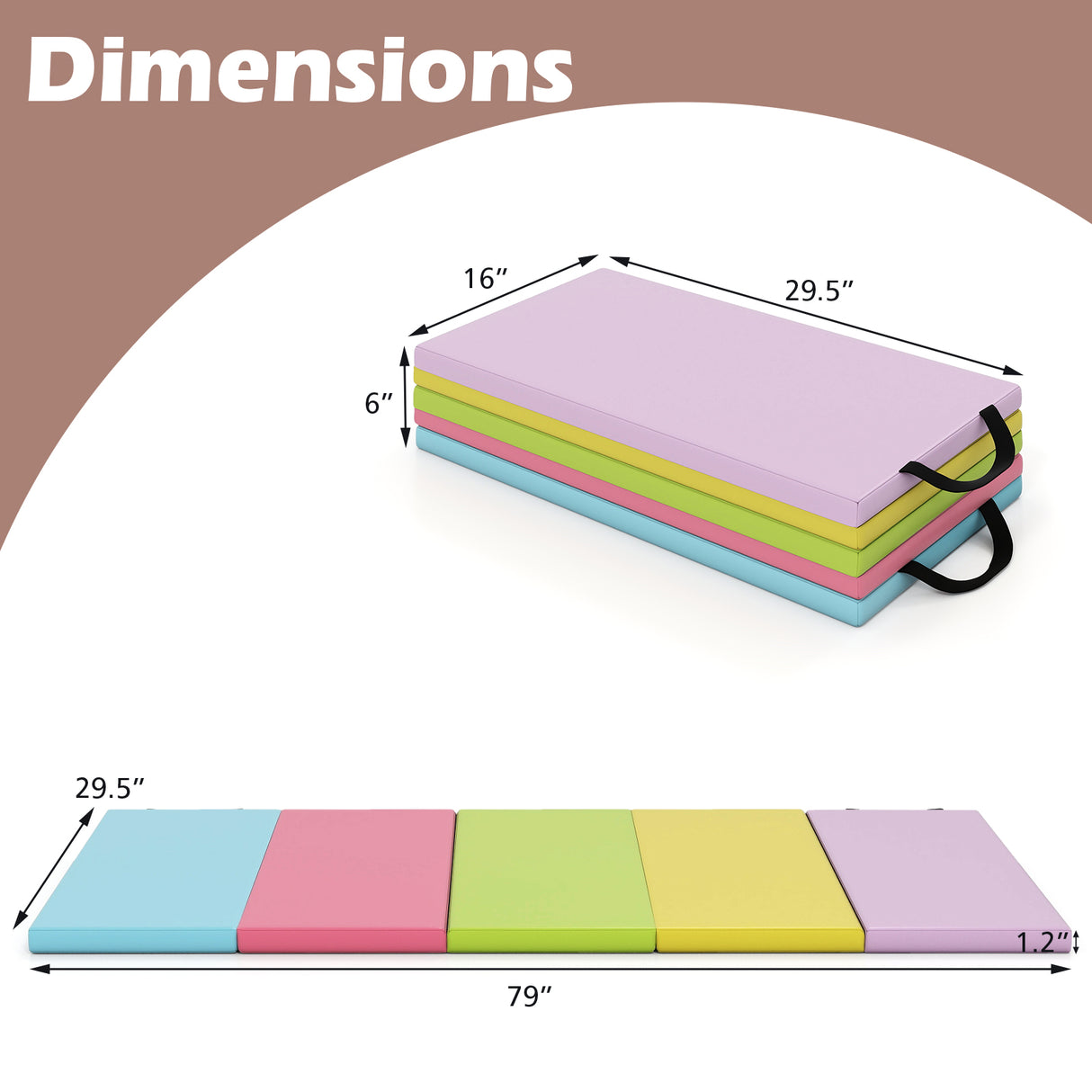 5-Panel Folding Gymnastics Mat for Kids-Green