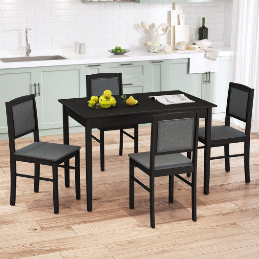5-Piece Dining Set for 4 with Rubber Wood Legs for Small Dining Room-Gray