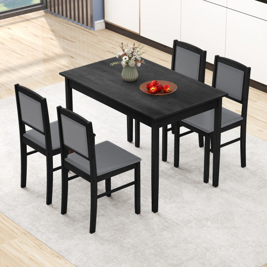 5-Piece Dining Set for 4 with Rubber Wood Legs for Small Dining Room-Gray