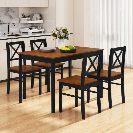 5 Piece Dining Table Set with Rectangular Kitchen Table and 4 Chairs for 4 People-Coffee