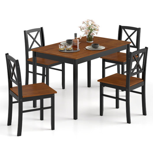 5 Piece Dining Table Set with Rectangular Kitchen Table and 4 Chairs for 4 People-Coffee