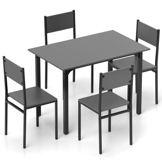 5 Piece Dining Table Set Industrial Style Kitchen Table and Chairs for 4-Grey