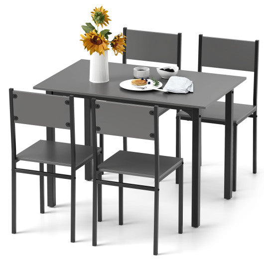 5 Piece Dining Table Set Industrial Style Kitchen Table and Chairs for 4-Grey
