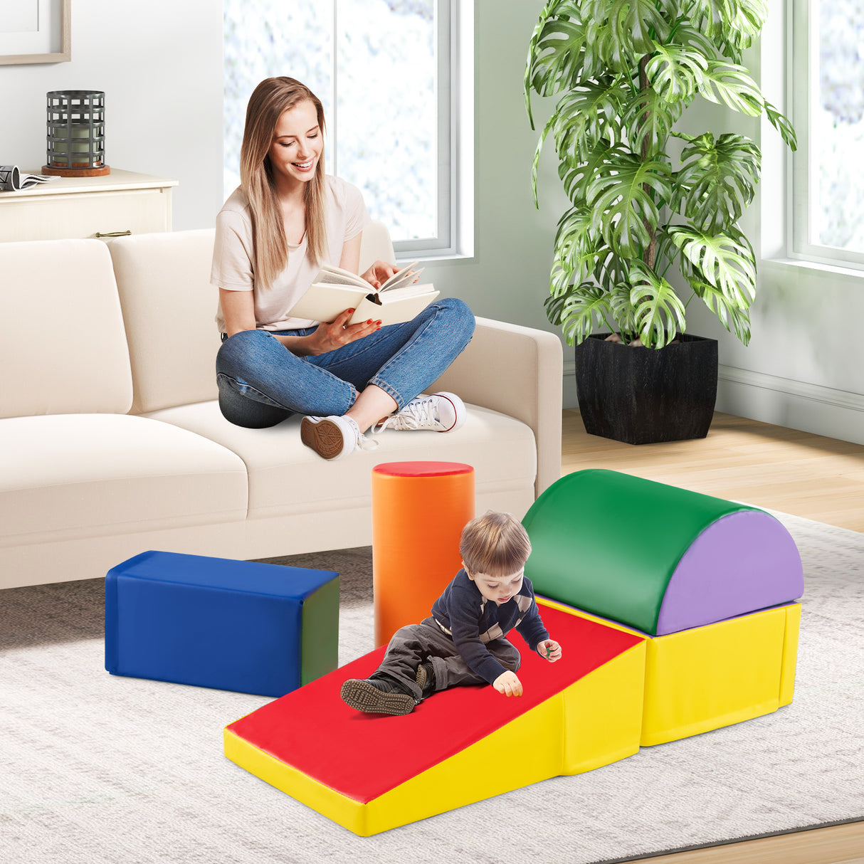 5-Piece Kids Climb and Crawl Activity Playset-Multicolor