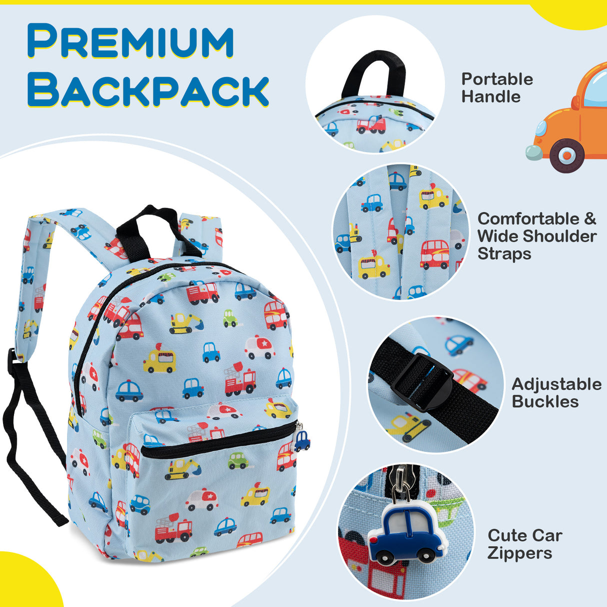 5 Piece Kids Luggage Set with Backpack Neck Pillow Name Tag Lunch Bag-Blue