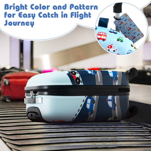 5 Piece Kids Luggage Set with Backpack Neck Pillow Name Tag Lunch Bag-Blue