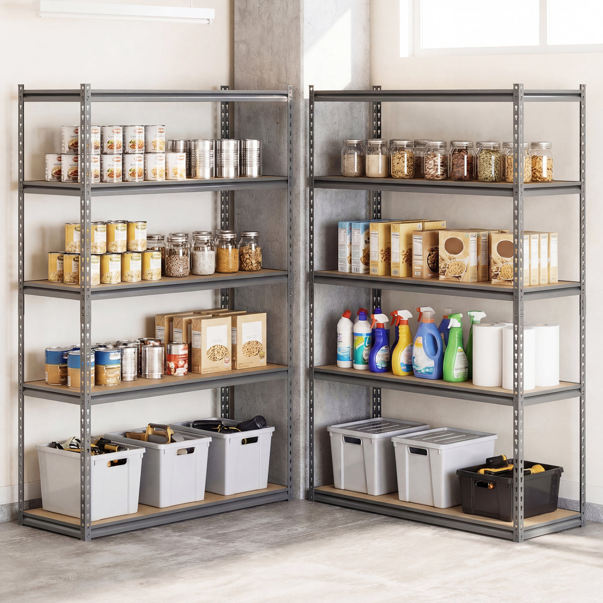 5-Tier Garage Shelving Unit 2200 LBS Metal Storage Shelves Adjustable Utility Rack for Warehouse-1 piece
