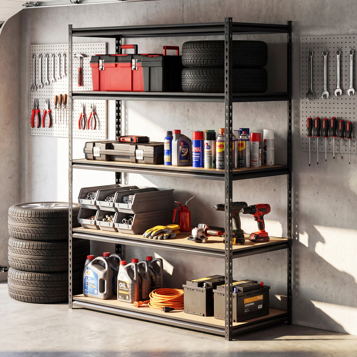 5-Tier Garage Shelving Unit for Warehouse and Basement-Set of 4