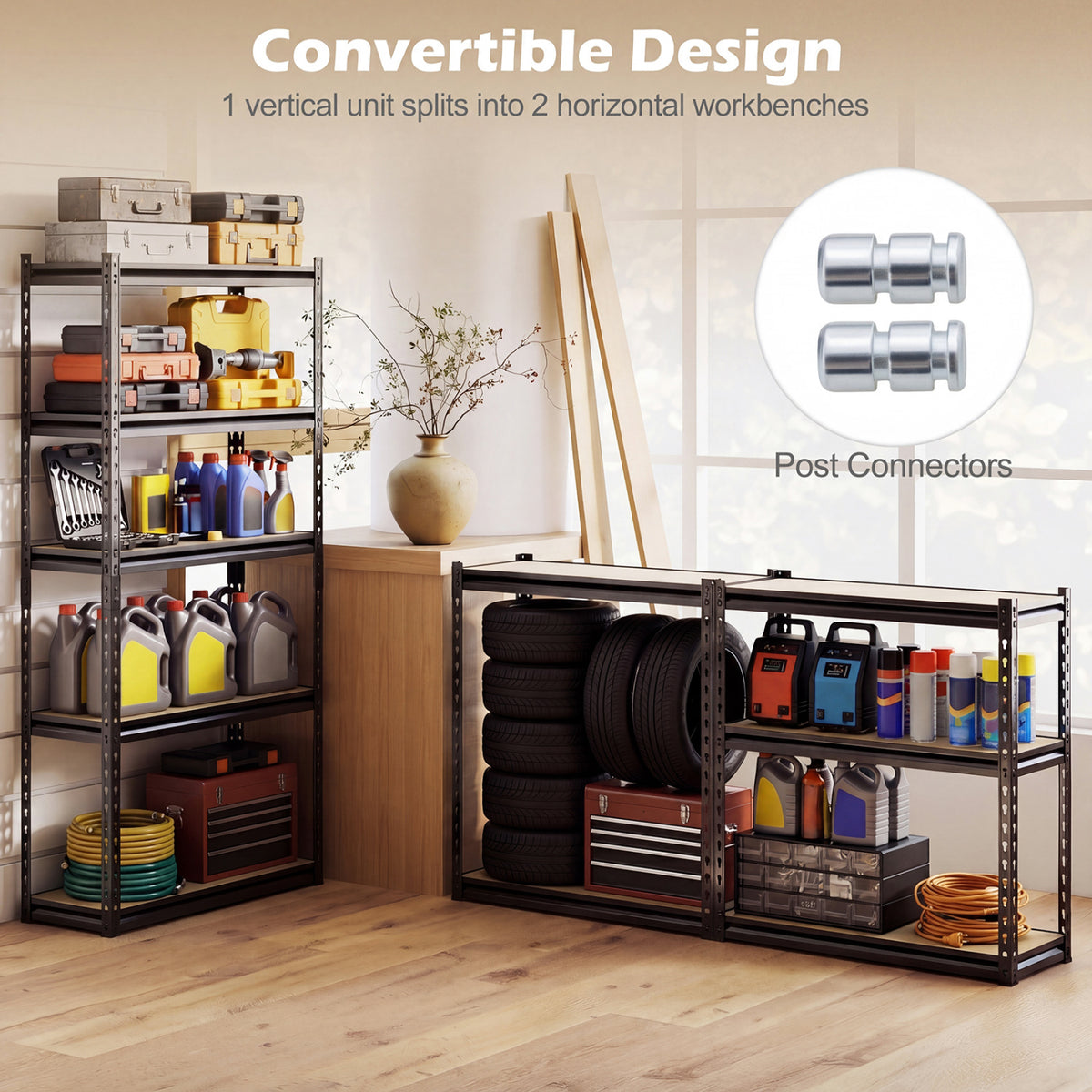 5-Tier Garage Shelving Unit 2200 LBS Heavy Duty Metal Storage Shelves-Set of 3