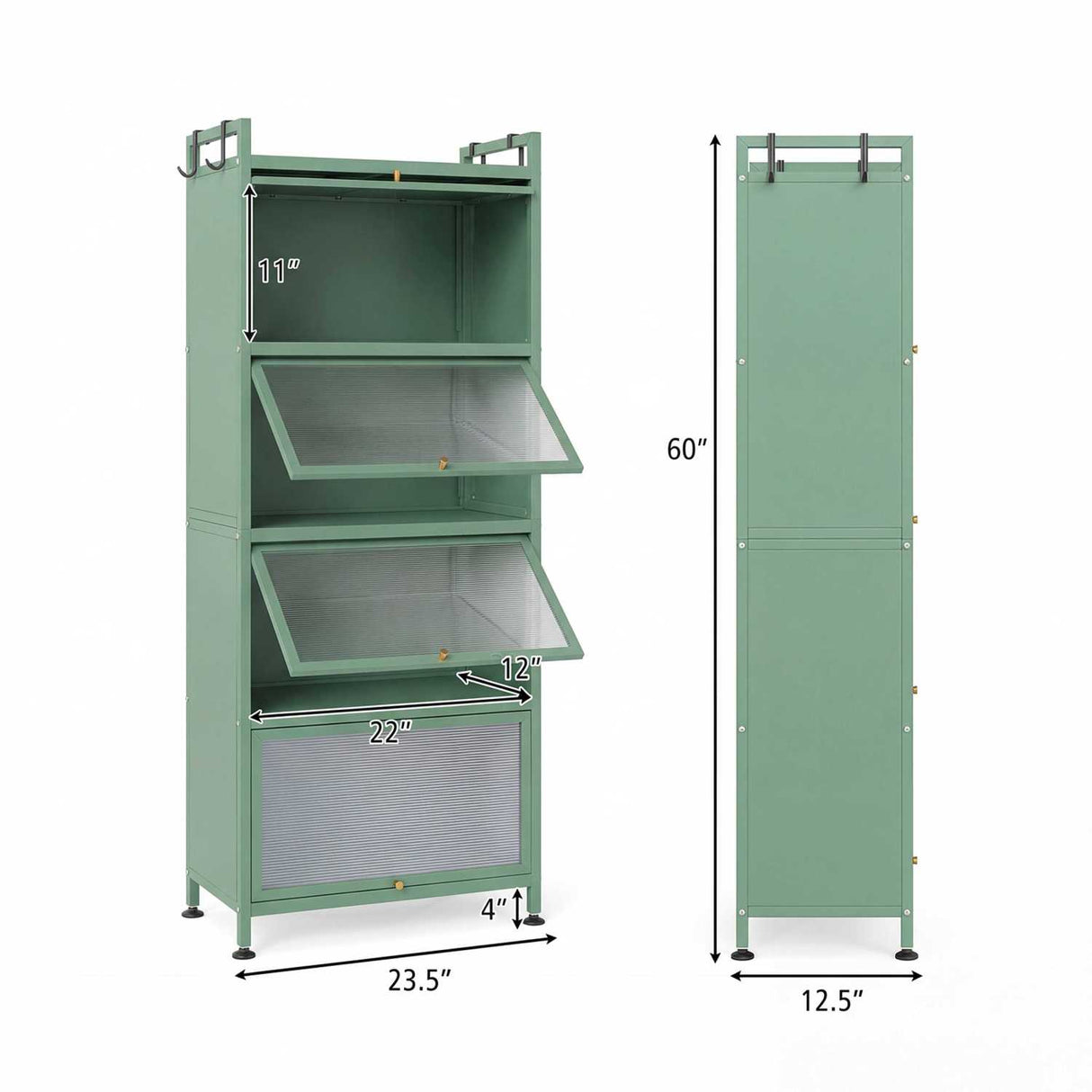 5-Tier Kitchen Baker's Rack with Flip-up PC Doors-Green