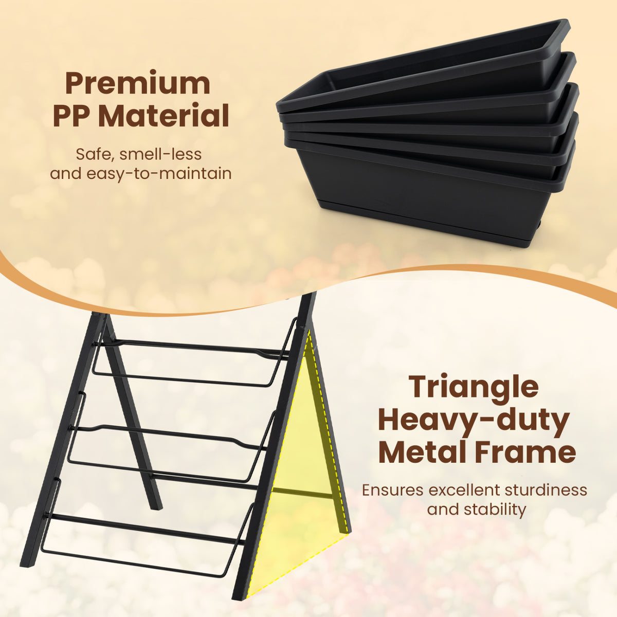 5-Tier Vertical Raised Garden Bed with Drainage Holes for Patio