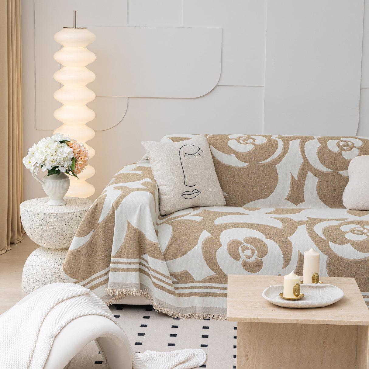 Chenille Sofa Cover Blanket, Couch Cover Blanket Throws for Couches Living Room Furniture Throw Covers