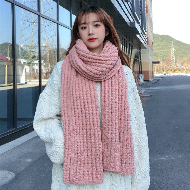 Winter Simple Soft Colorful Knitted Wool Scarf Solid Warm Scarves Lightweight Casual Couple Muffler Striped Elegant Hijab Cashmere Scarf Neck Scarf Christmas Gift For Women