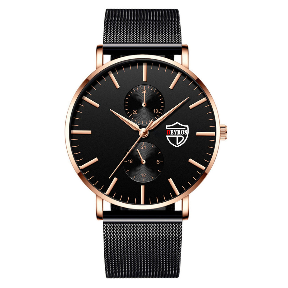 Black 3Bar Watch Men Women'S Watches Ladies Watch With Crystals Fashion Stainless Steel Band Comfortable Wristwatch
