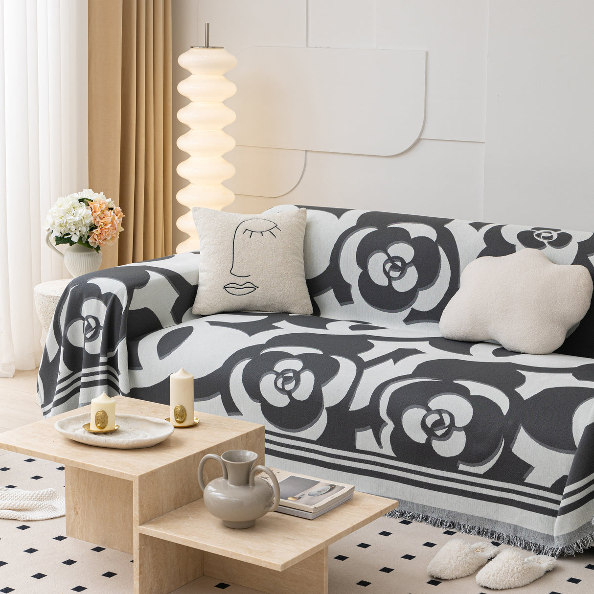 Chenille Sofa Cover Blanket, Couch Cover Blanket Throws for Couches Living Room Furniture Throw Covers