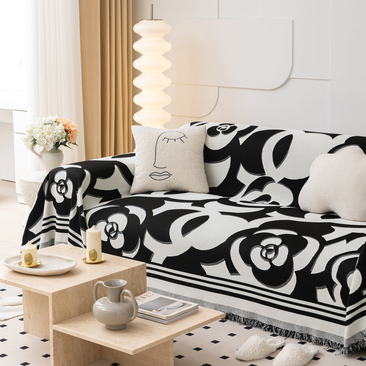 Chenille Sofa Cover Blanket, Couch Cover Blanket Throws for Couches Living Room Furniture Throw Covers