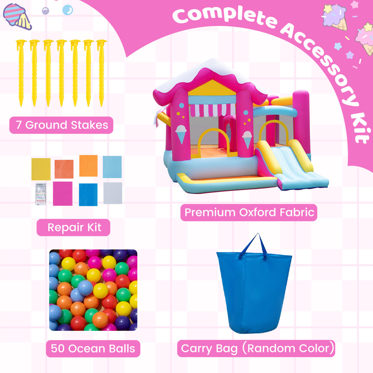 5-in-1 Inflatable Bounce House with Tunnel for Kids Ages 3-12