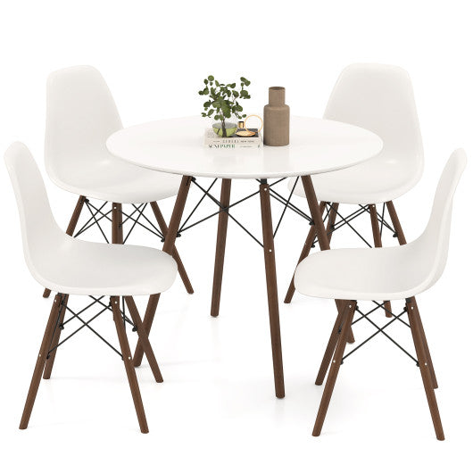5 Pieces Dining Table Set With Solid Wood Leg-Beige