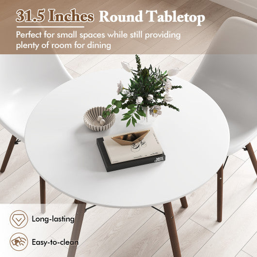 5 Pieces Dining Table Set With Solid Wood Leg-Beige