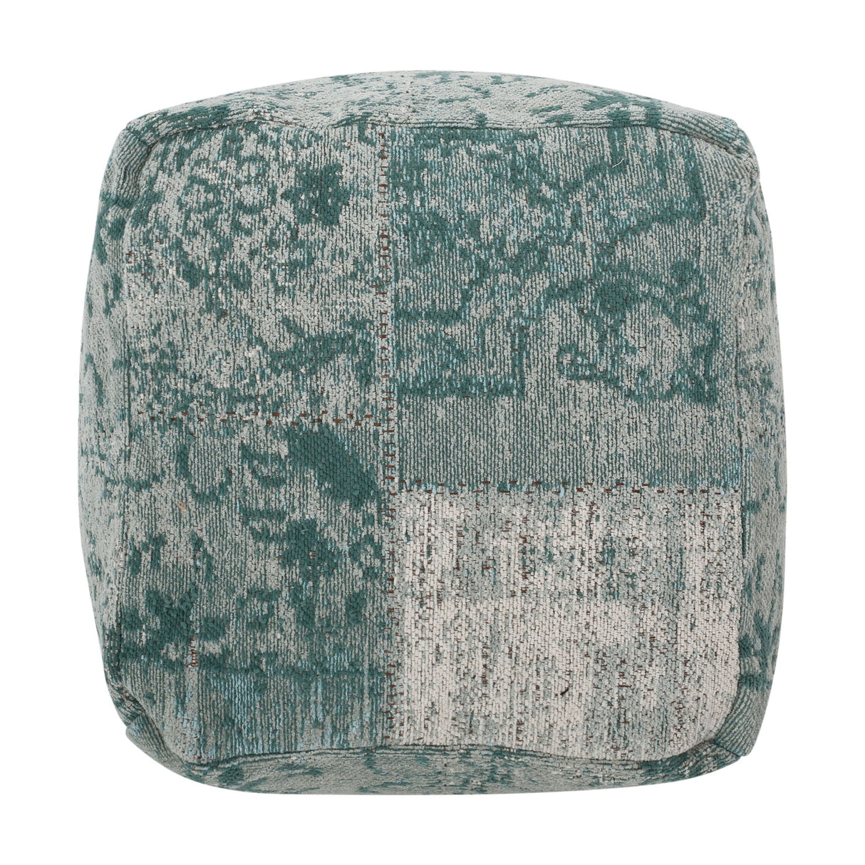 Ocean - Square Pouf Ottoman And Floor Cushion - Teal / Beige by Couch.com