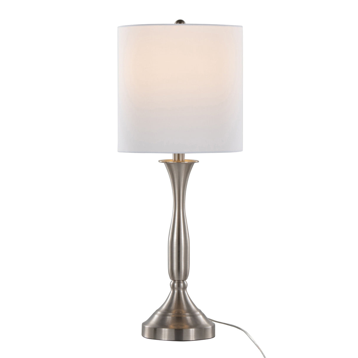 Sawyer - Contemporary Table Lamp (Set of 2) Built In USB Port - Nickel / White by Couch.com