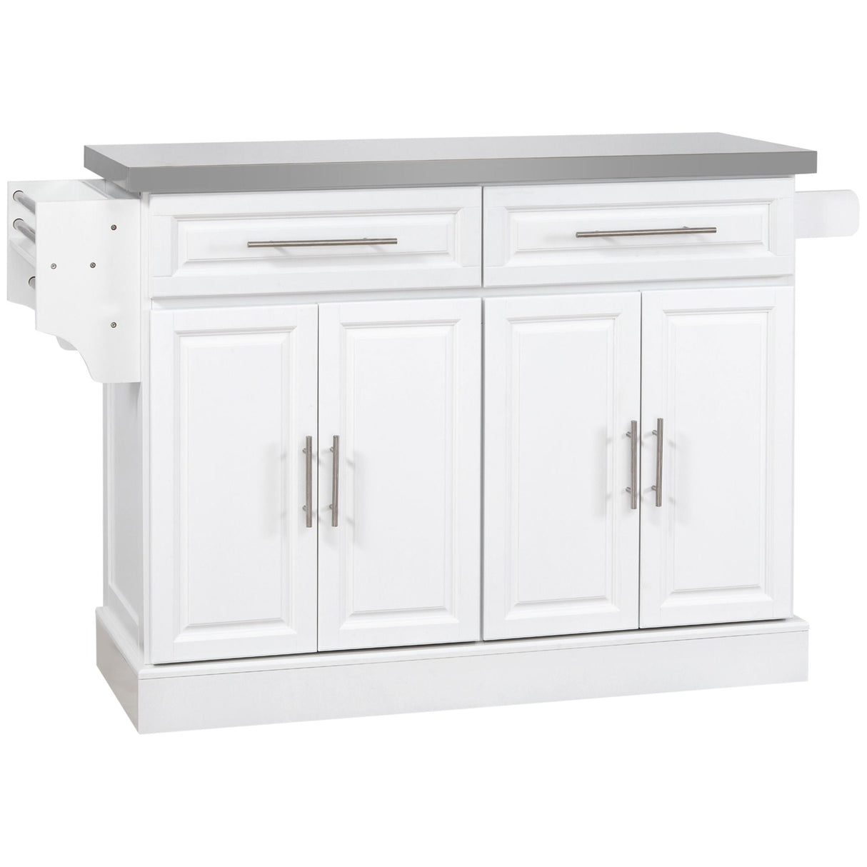 Homcom - Rolling Kitchen Island With Storage, Portable Kitchen Cart With Stainless Steel Top, 2 Drawers, Spice, Knife And Towel Rack And Cabinets by Couch.com