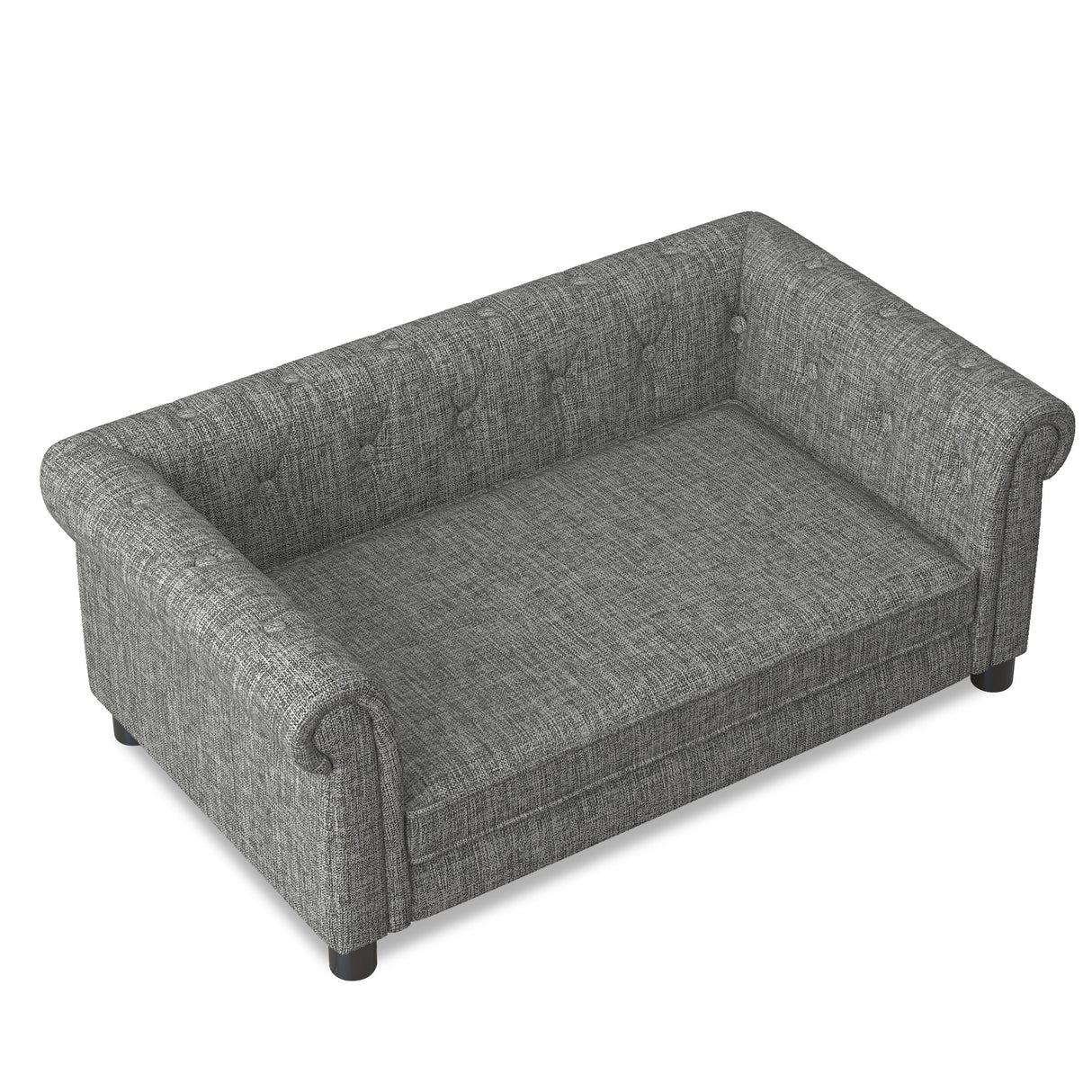 Modern Linen Fabric Light Grey Elevated Pet Bed