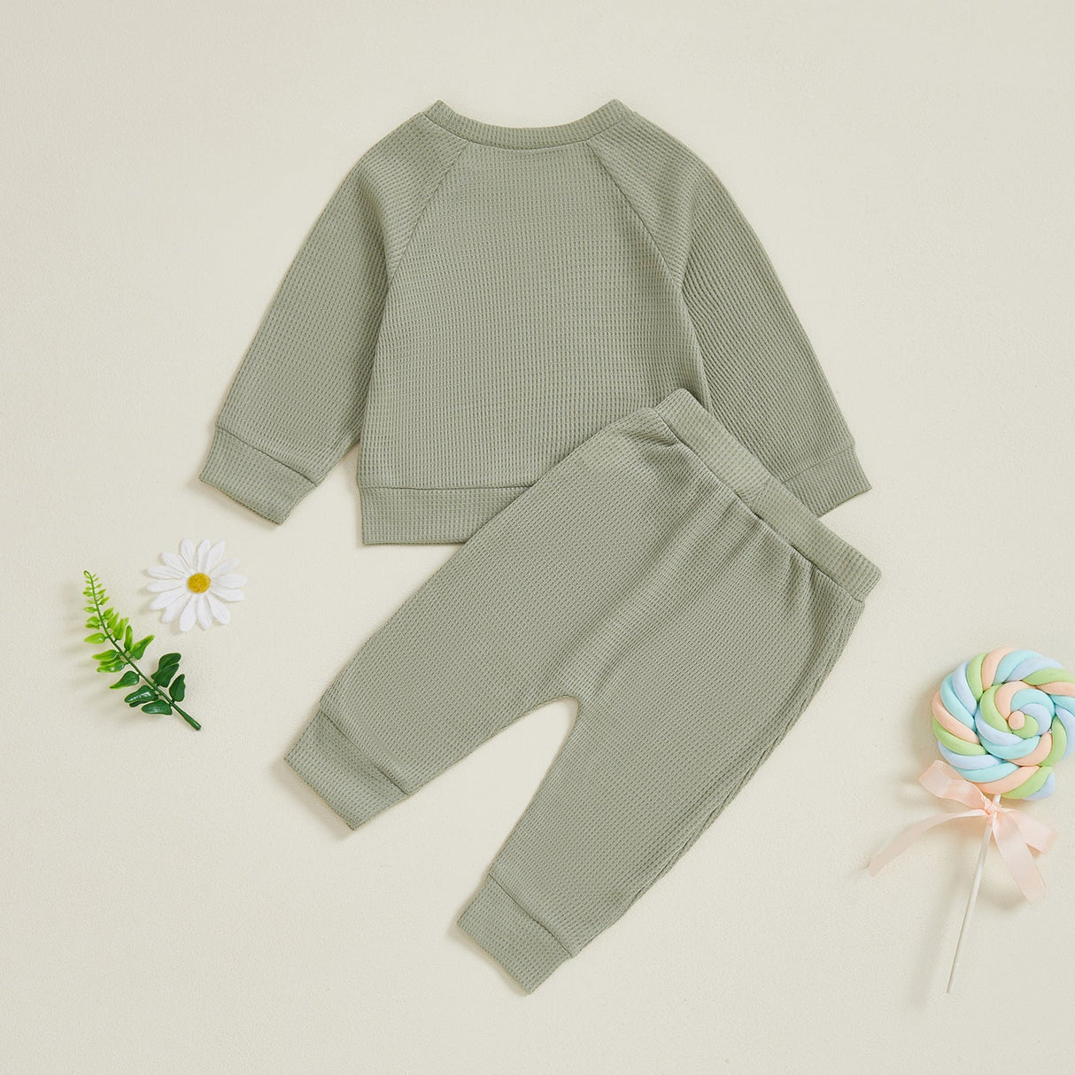 Solid Color Baby Top And Pants Set