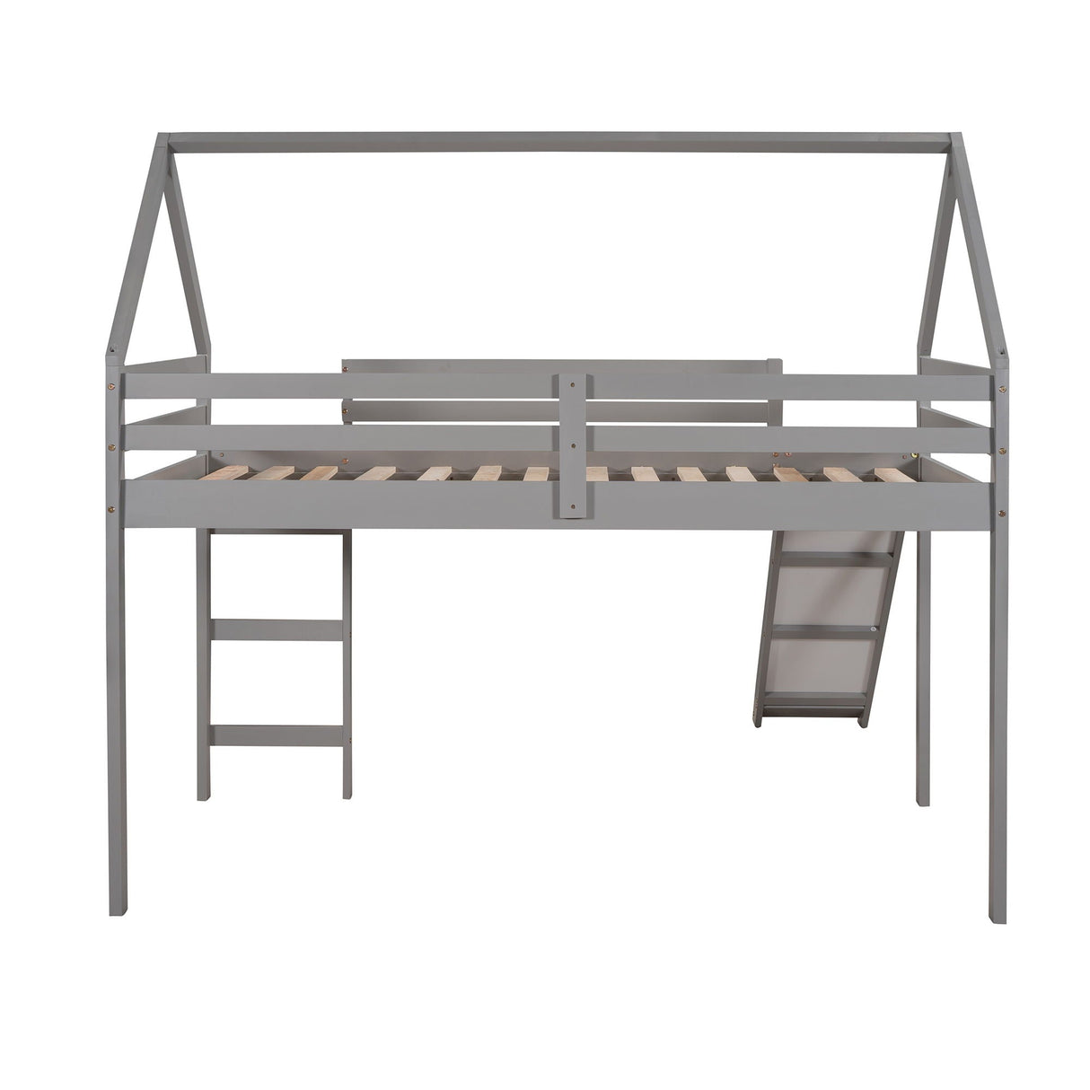 Twin Size House Loft Bed With Slide - Gray by Couch.com