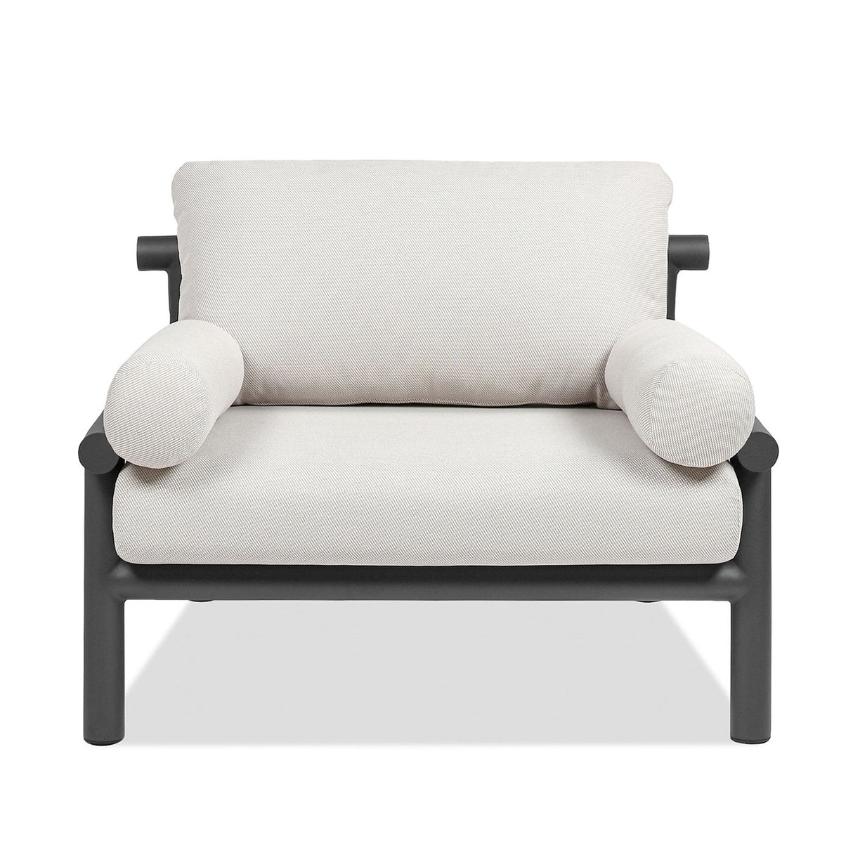 Zara - Dowel Frame Bolster Patio Deep Seating Armchair, Axroma Olefin - Wheat Beige by Couch.com